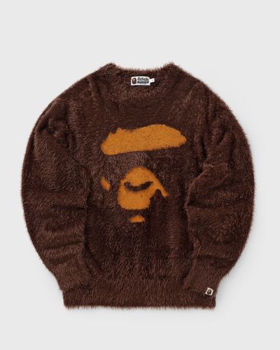A Bathing Ape APE FACE SHAGGY SWEATER, brown