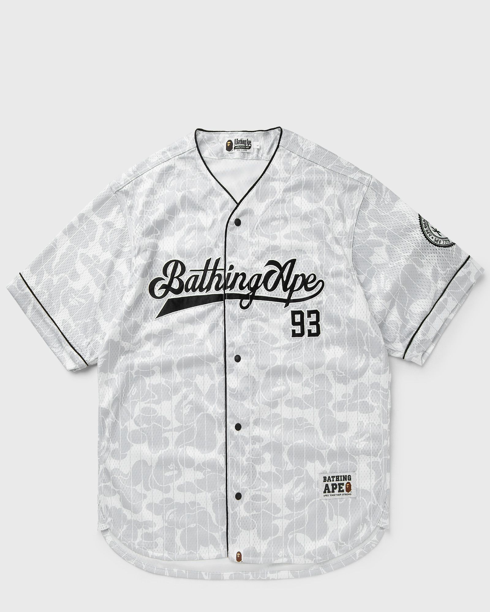 A Bathing Ape CAMO STRIPE BASEBALL SHIRT, grey