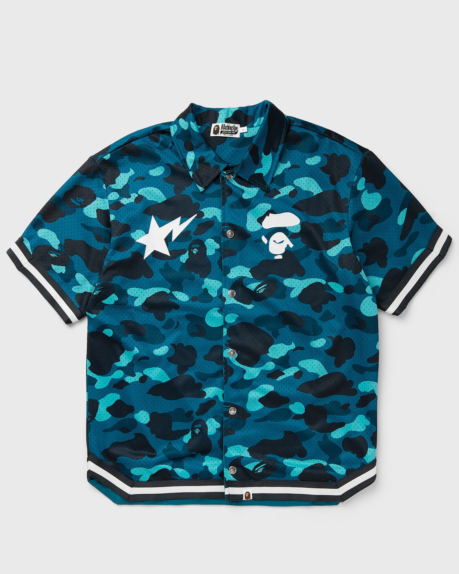 A Bathing Ape COLOR CAMO WARM UP SS SHIRT, blue