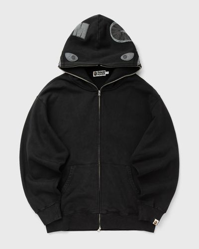 A Bathing Ape GARMENT DYE SHARK RELAXED FIT FULL ZIP HOODIE, black
