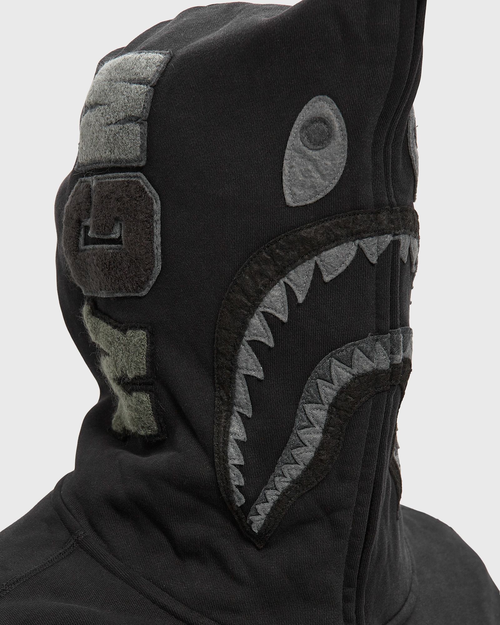 A Bathing Ape GARMENT DYE SHARK RELAXED FIT FULL ZIP HOODIE Black