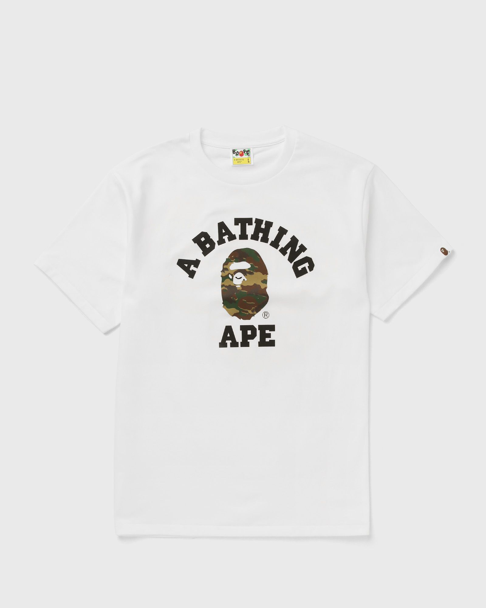 A Bathing Ape GLITCH WOODLAND CAMO COLLEGE TEE, white