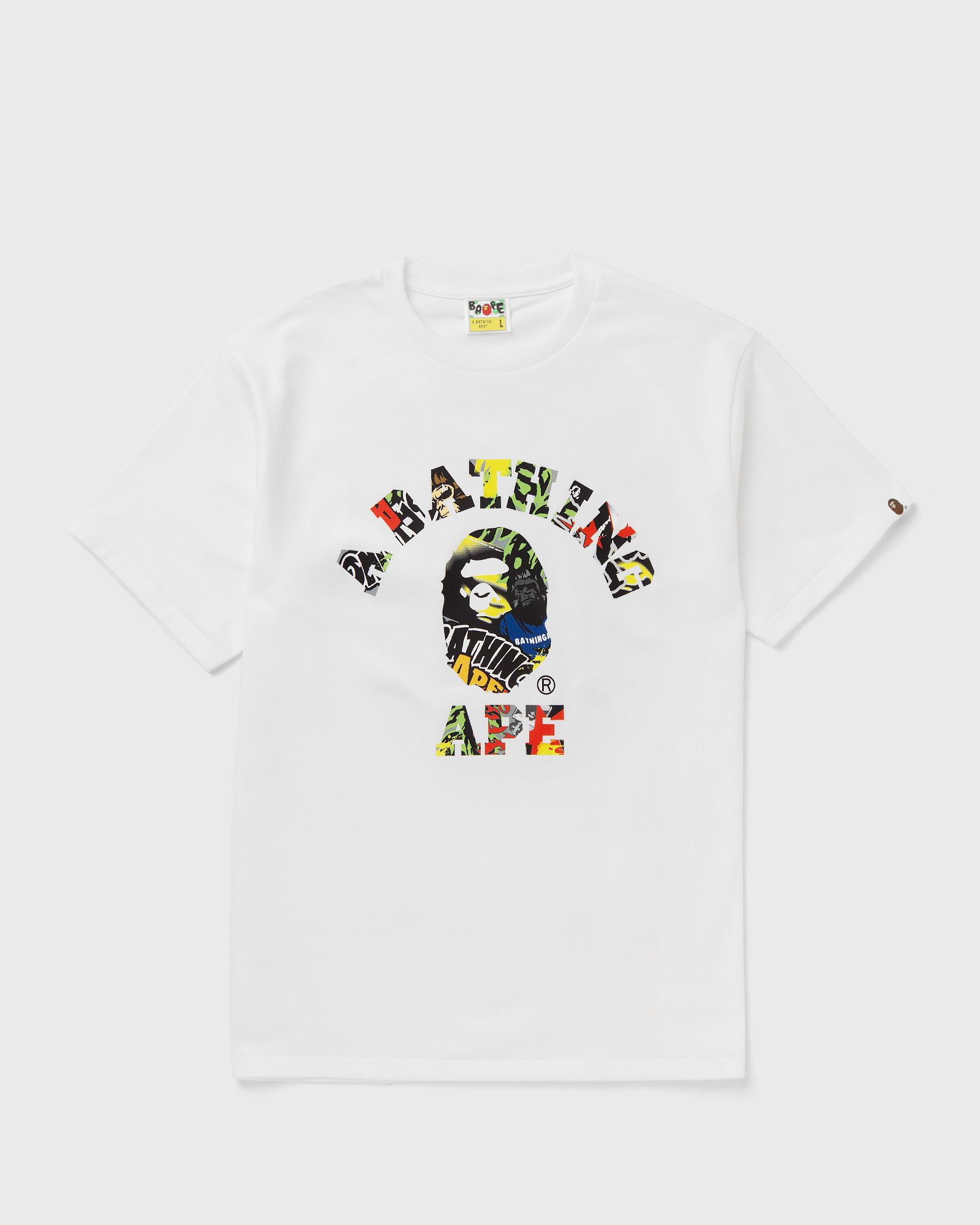 A Bathing Ape MULTI LOGO COLLEGE RELAXED FIT TEE, white
