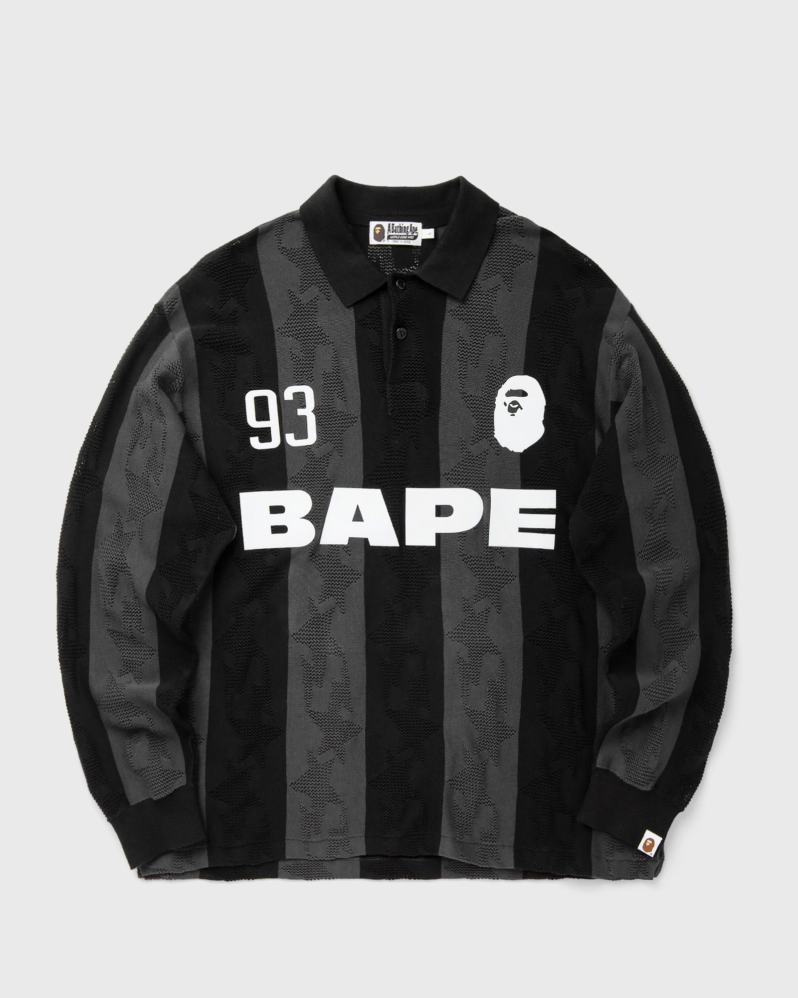 A Bathing Ape STA STRIPE PATTERN JACQUARDULTI LOGO RELAXED FIT LS TEE, black