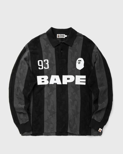 A Bathing Ape STA STRIPE PATTERN JACQUARDULTI LOGO RELAXED FIT LS TEE, black