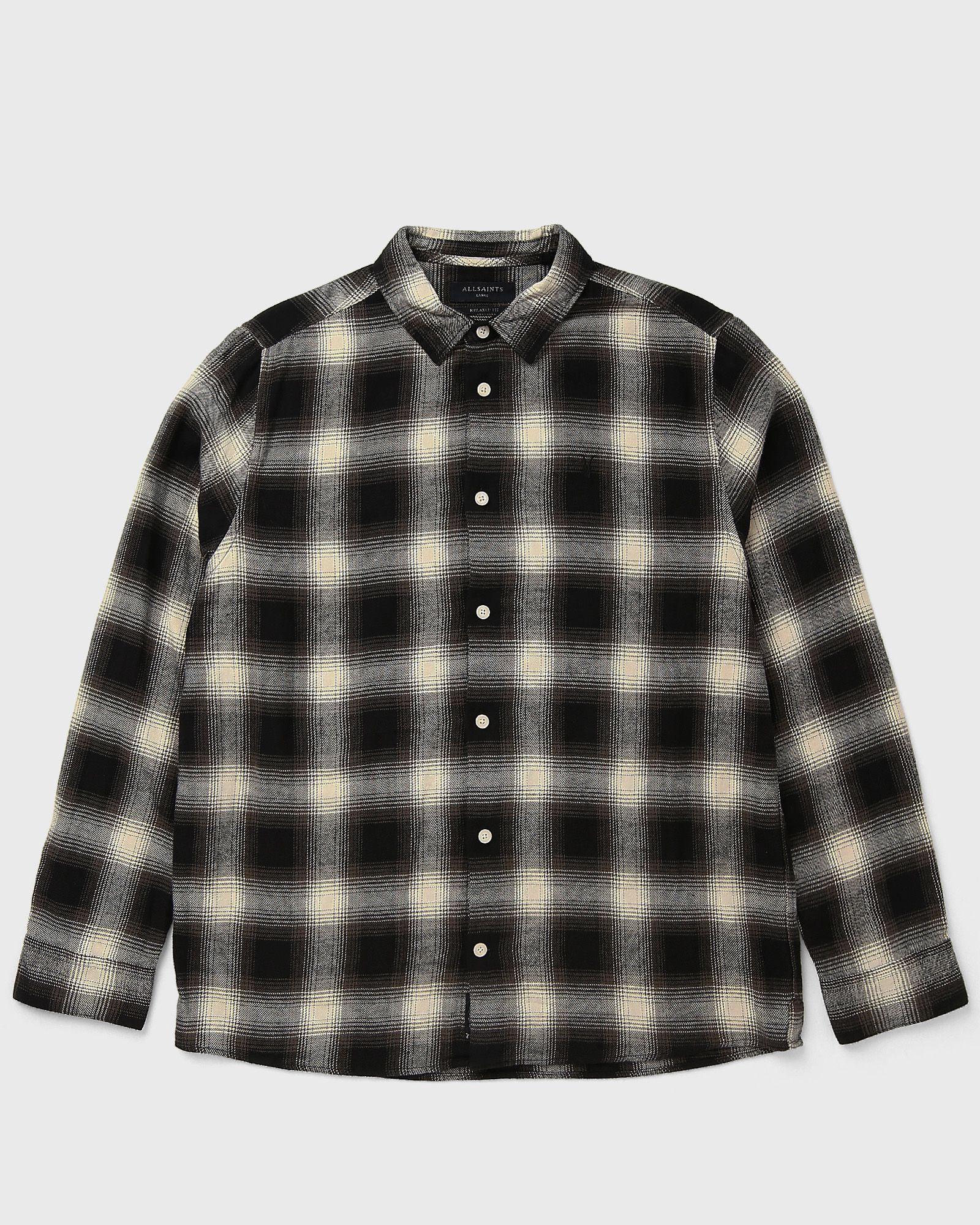 AllSaints Men's Baseline Long Sleeve Check Shirt, Green, Size: XL