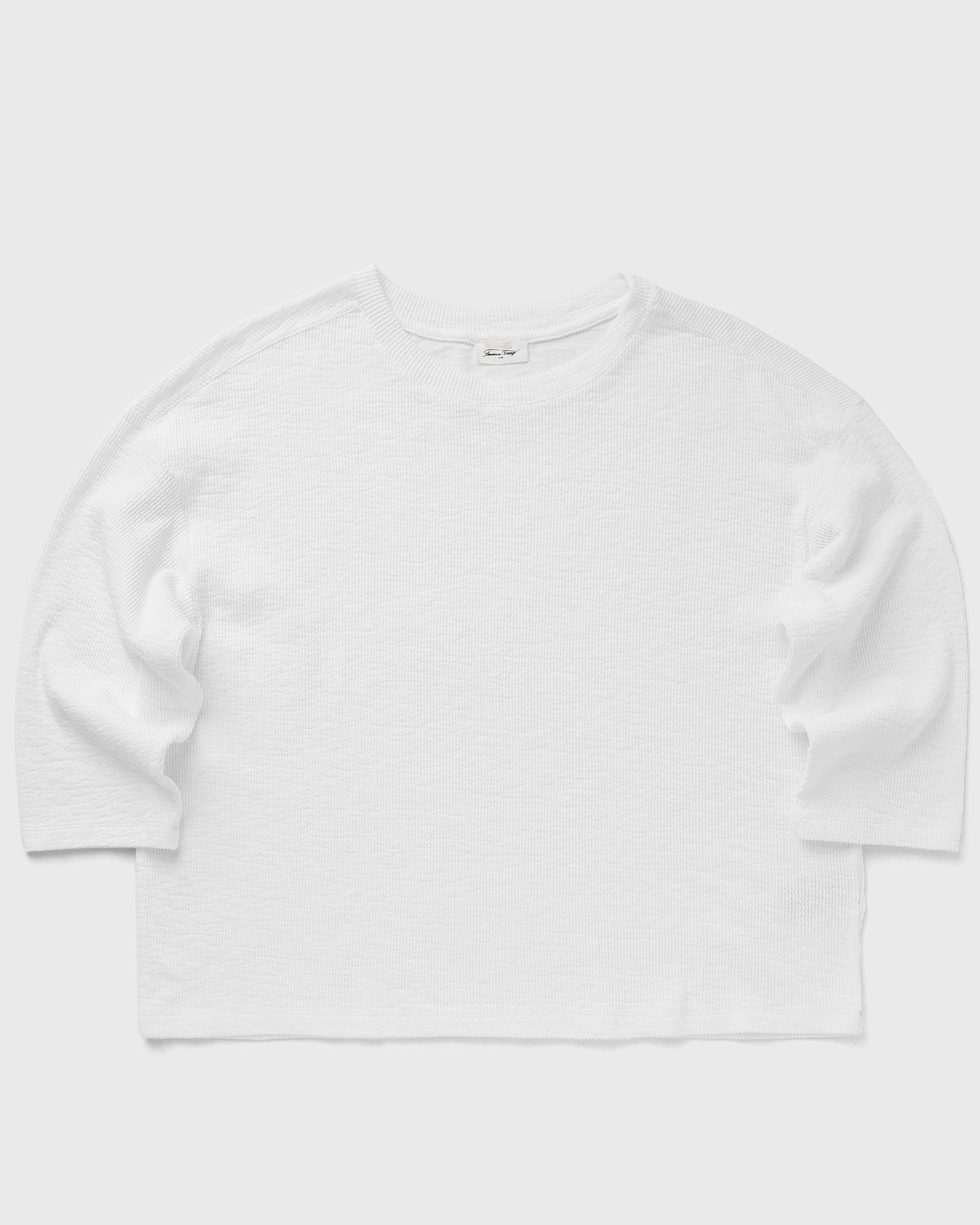 American vintage T-SHIRT AMPLE MANCHES 7/8 COL ROND, white