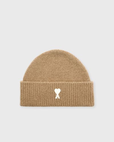 AMI Paris BEANIE WITH AMI DE COEUR, beige