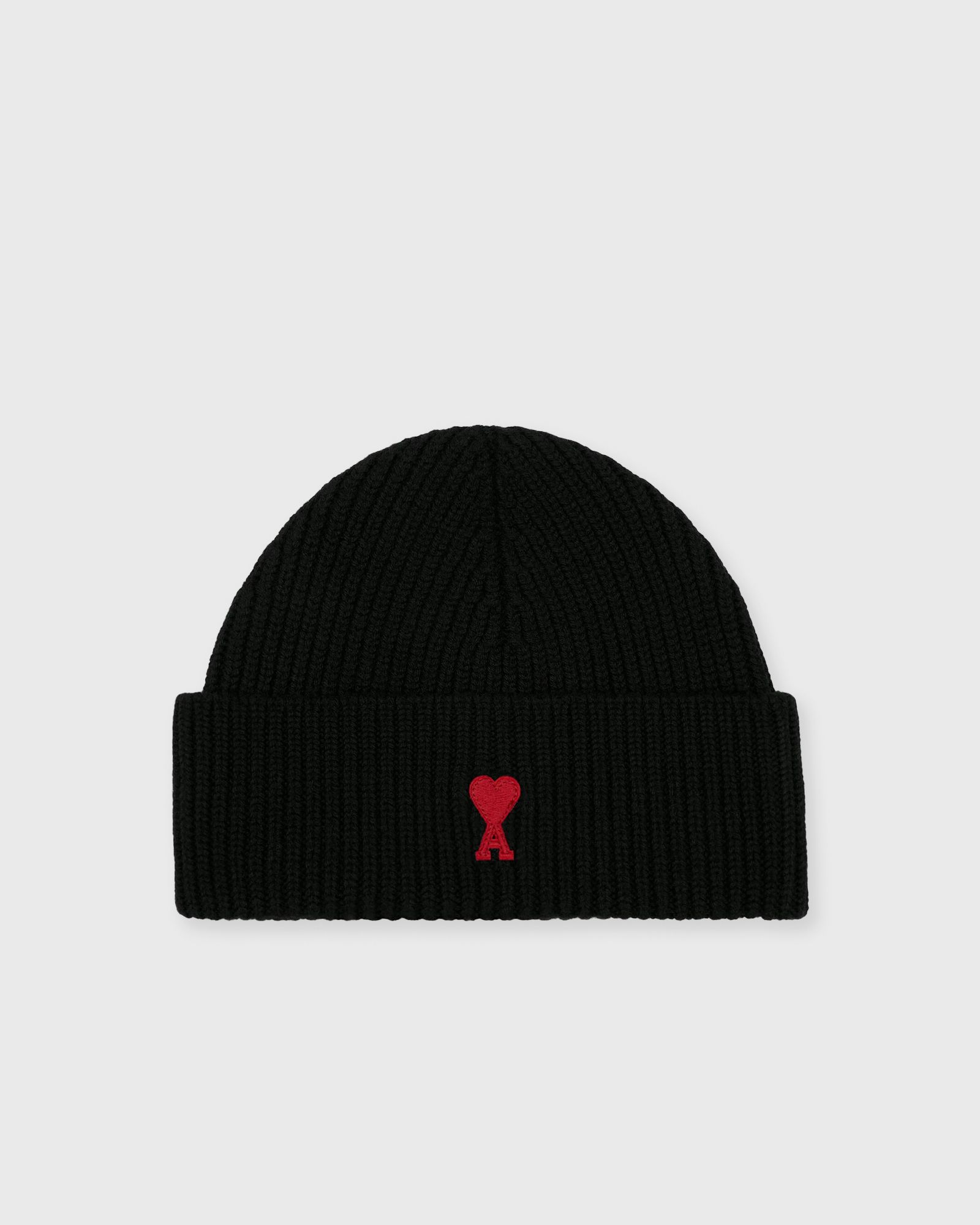 AMI Paris BEANIE WITH RED AMI DE COEUR, black