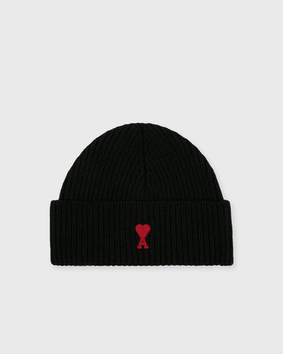 AMI Paris BEANIE WITH RED AMI DE COEUR, black