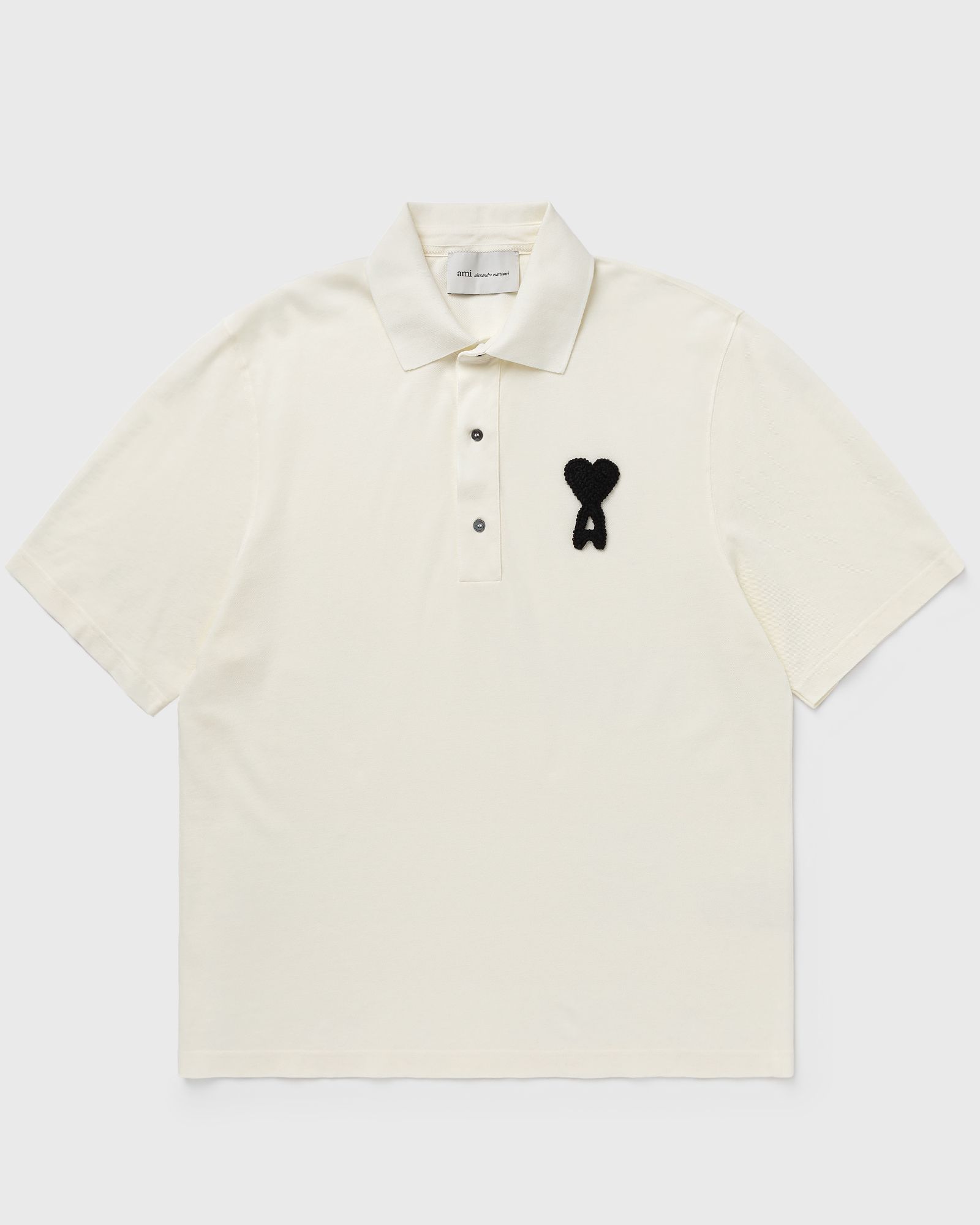 AMI Paris BOXY FIT POLO WITH AMI DE COEUR KNITTED PATCH, beige