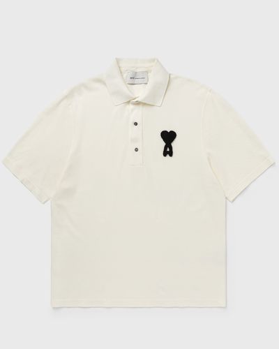AMI Paris BOXY FIT POLO WITH AMI DE COEUR KNITTED PATCH, beige