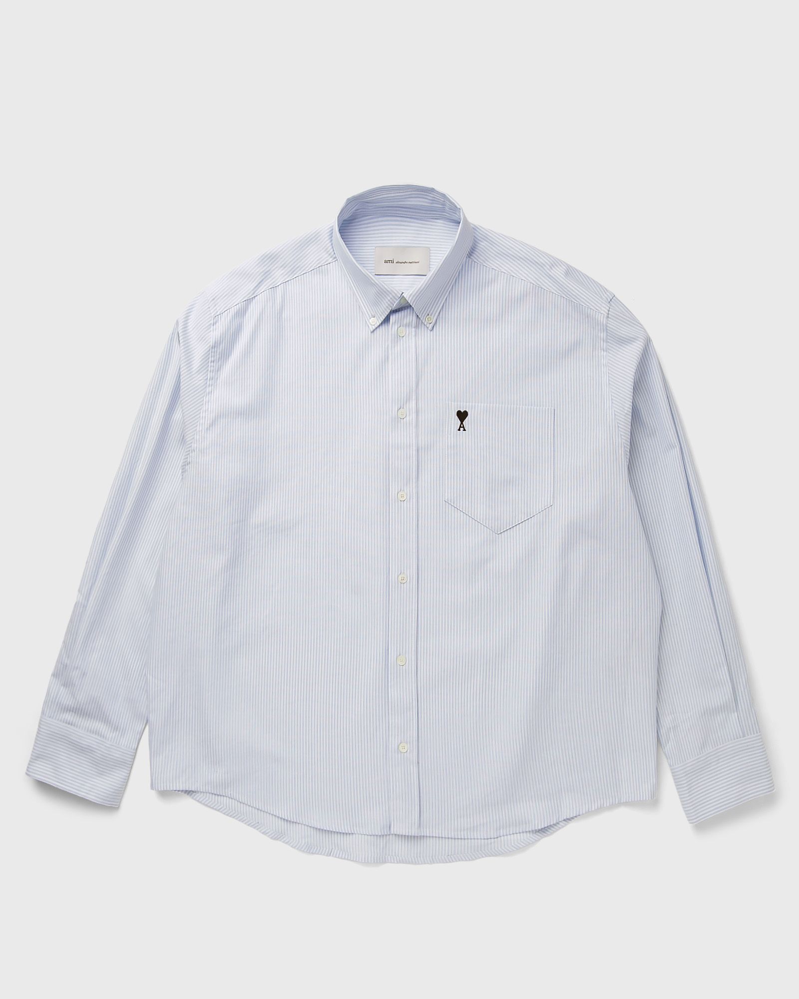 AMI Paris BOXY FIT SHIRT BUTTON DOWN COLLAR AND EMBROIDERED AMI DE COEUR, blue