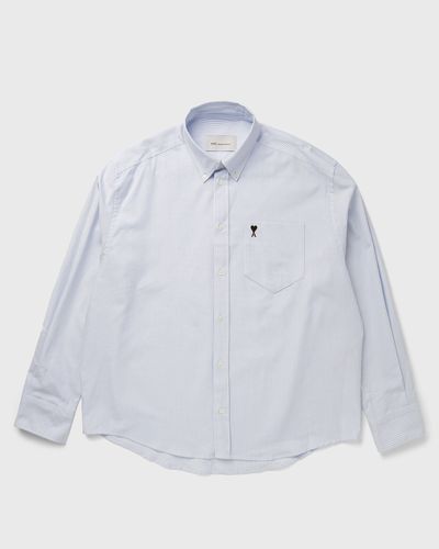 AMI Paris BOXY FIT SHIRT BUTTON DOWN COLLAR AND EMBROIDERED AMI DE COEUR, blue