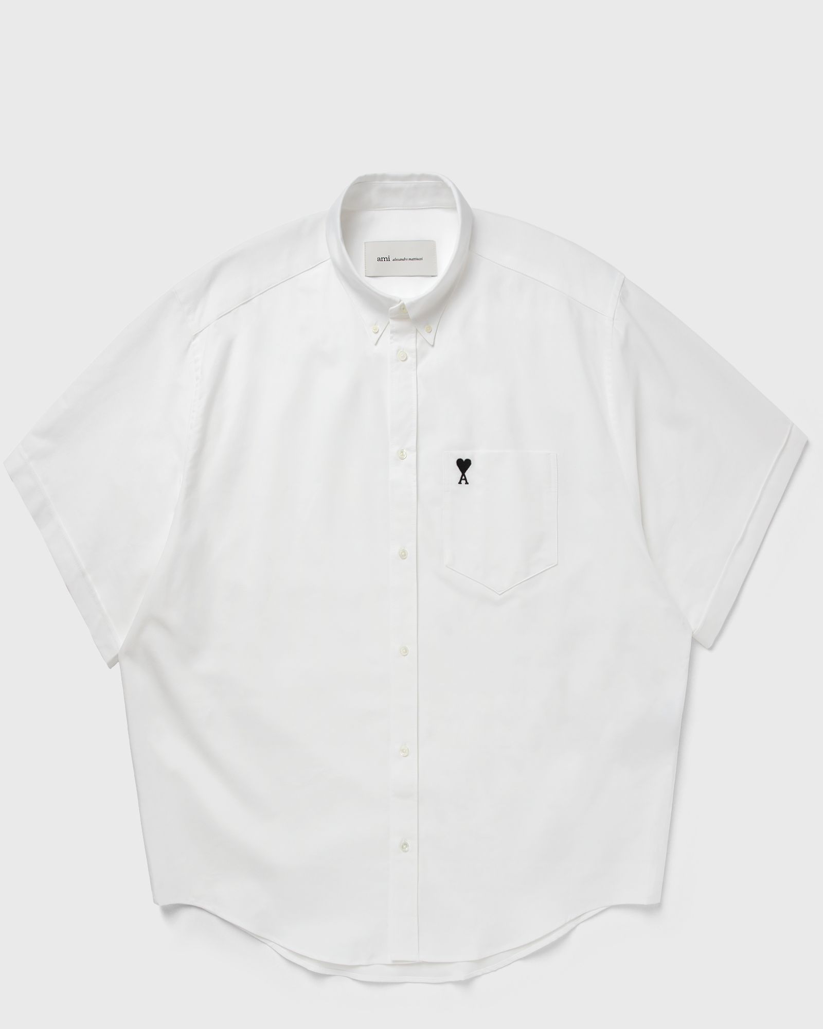 AMI Paris BOXY SHORT SLEEVE SHIRT WITH BUTTON DOWN, white