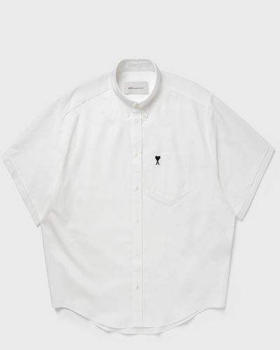 AMI Paris BOXY SHORT SLEEVE SHIRT WITH BUTTON DOWN, white