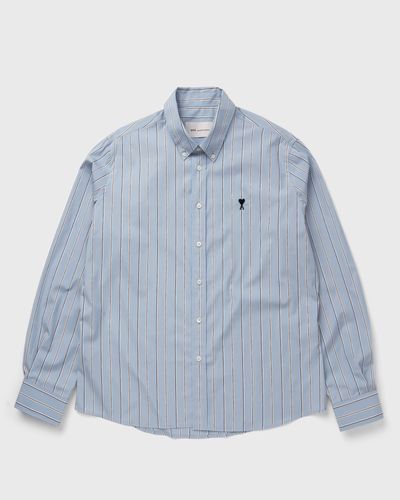 AMI Paris CONTRASTED AMI DE COEUR BUTTON DOWN COLLAR CLASSIC FIT SHIRT, blue