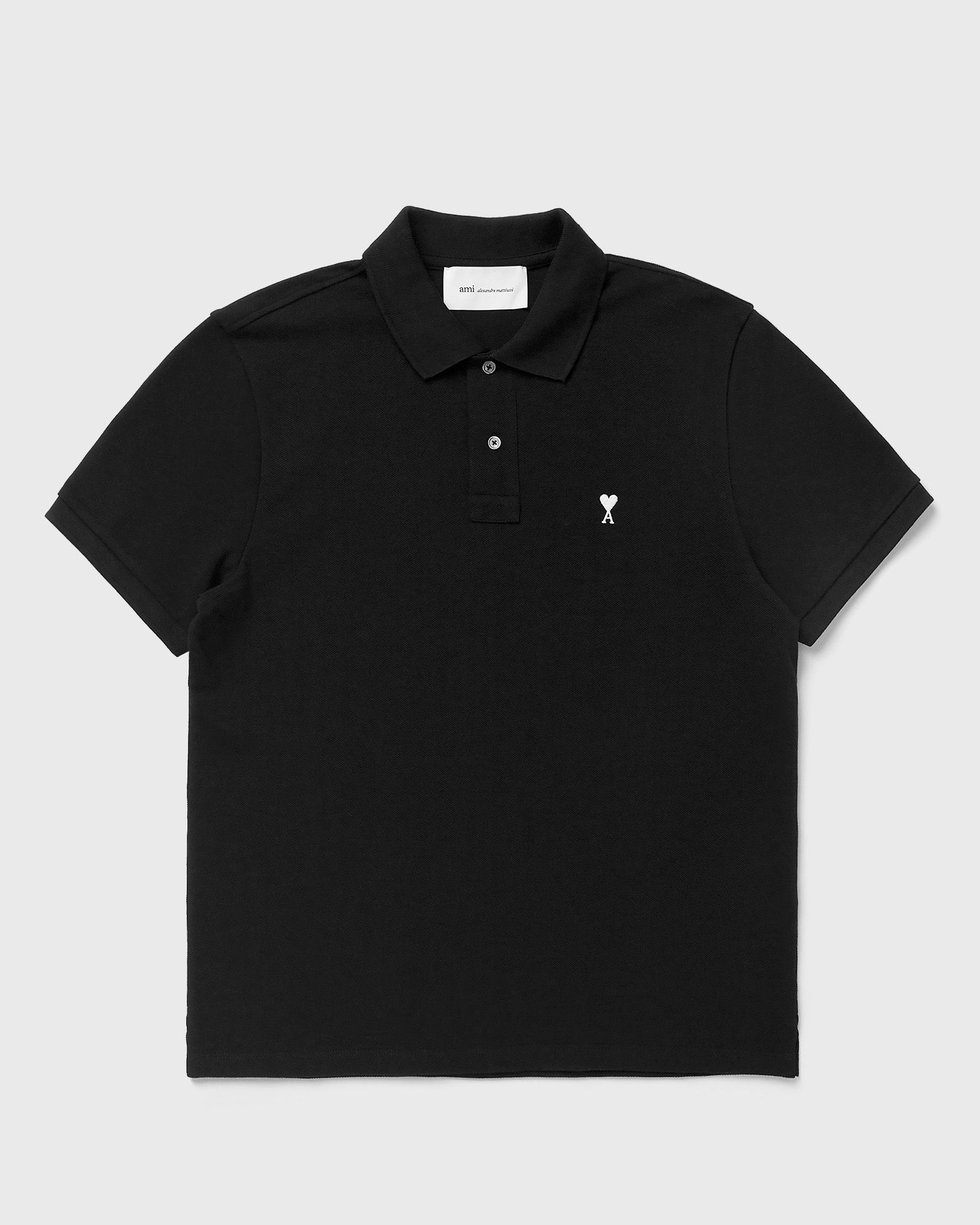 AMI Paris CONTRASTED AMI DE COEUR POLO SHIRT, black