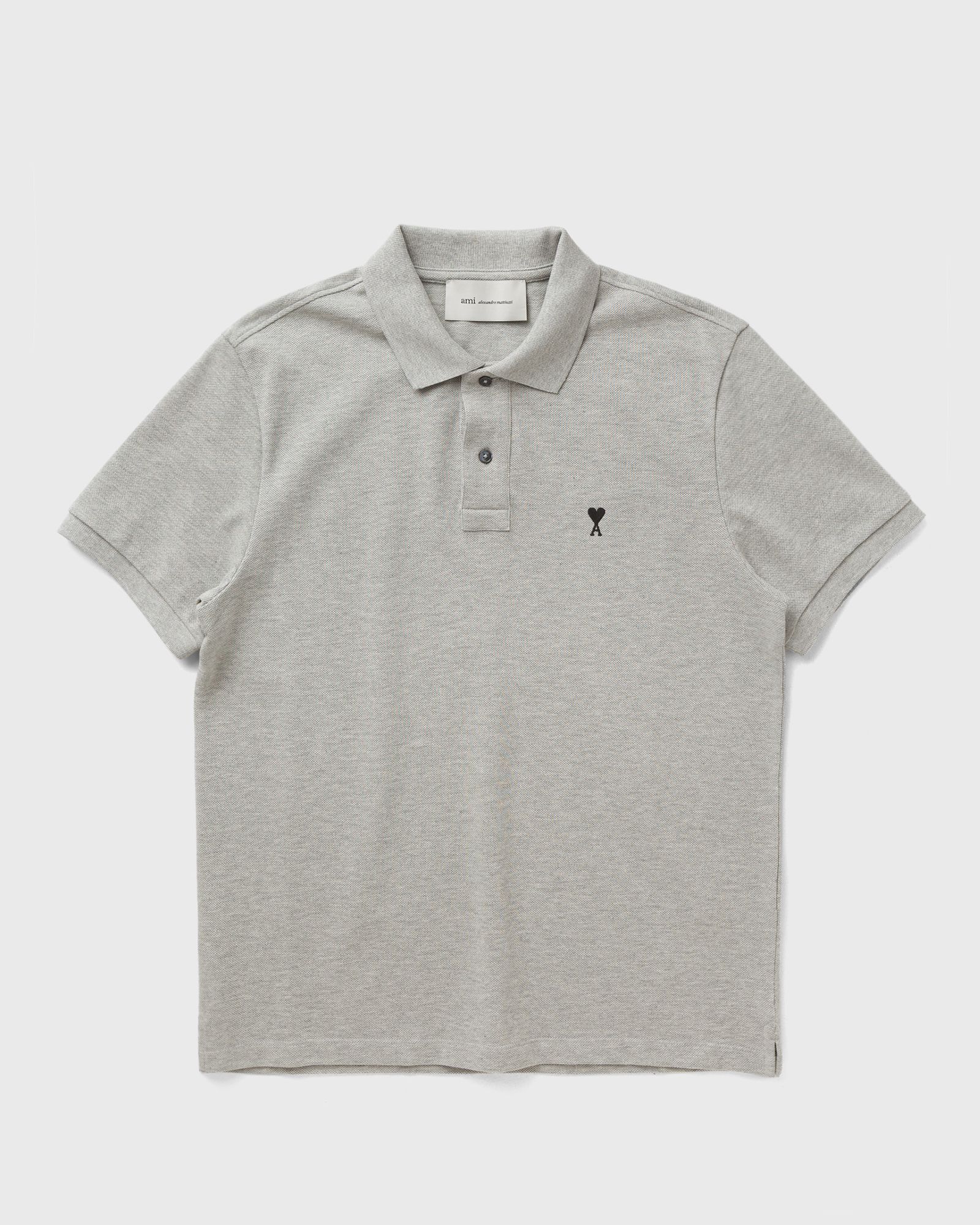 AMI Paris CONTRASTED AMI DE COEUR POLO SHIRT, grey