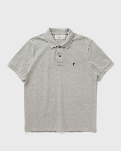 AMI Paris CONTRASTED AMI DE COEUR POLO SHIRT, grey