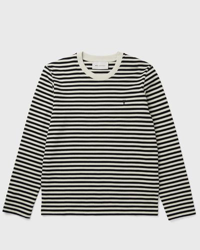 AMI Paris LONG SLEEVES STRIPED TSHIRT WITH BLACK AMI DE COEUR EMBROIDERY, black