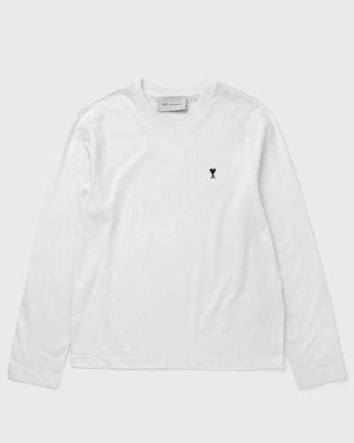 AMI Paris LONG SLEEVES TSHIRT WITH CONTRASTED AMI DE COEUR, white