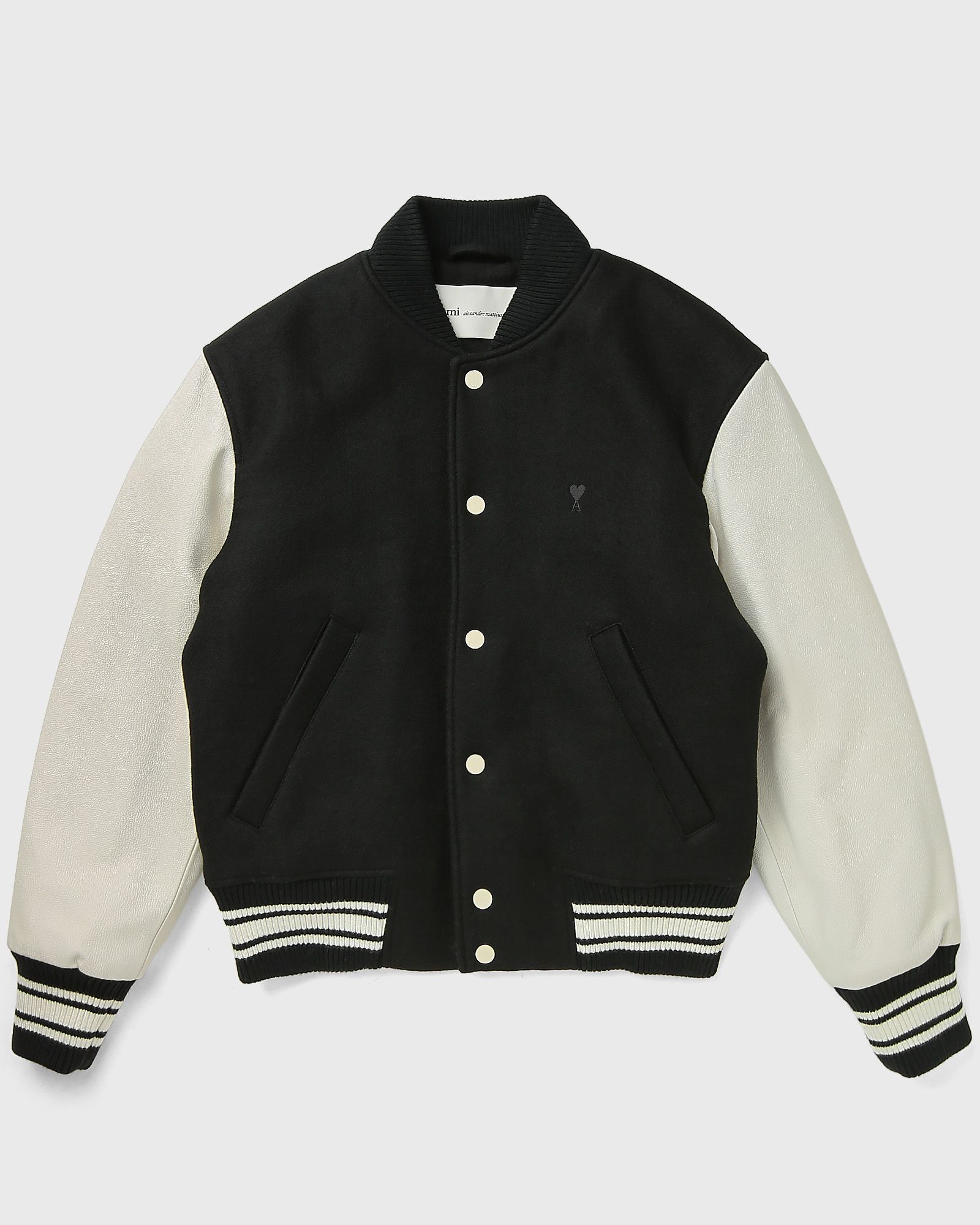 PADDED AMI PARIS TEDDY JACKET WITH LEATHER SLEEVES