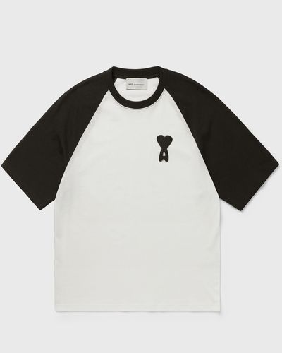 AMI Paris SHORT SLEEVES BOXY FIT TEESHIRT WITH AMI DE COEUR KNITTED PATCH, beige