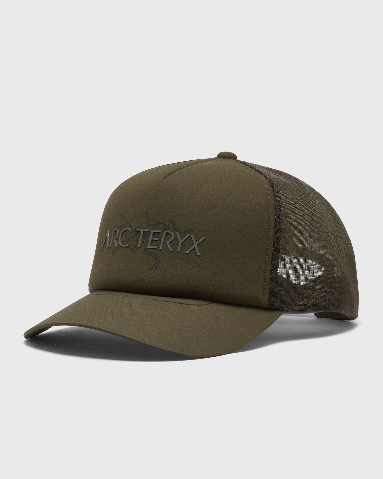 Arc'teryx Bird Word Trucker Hat, brown|green
