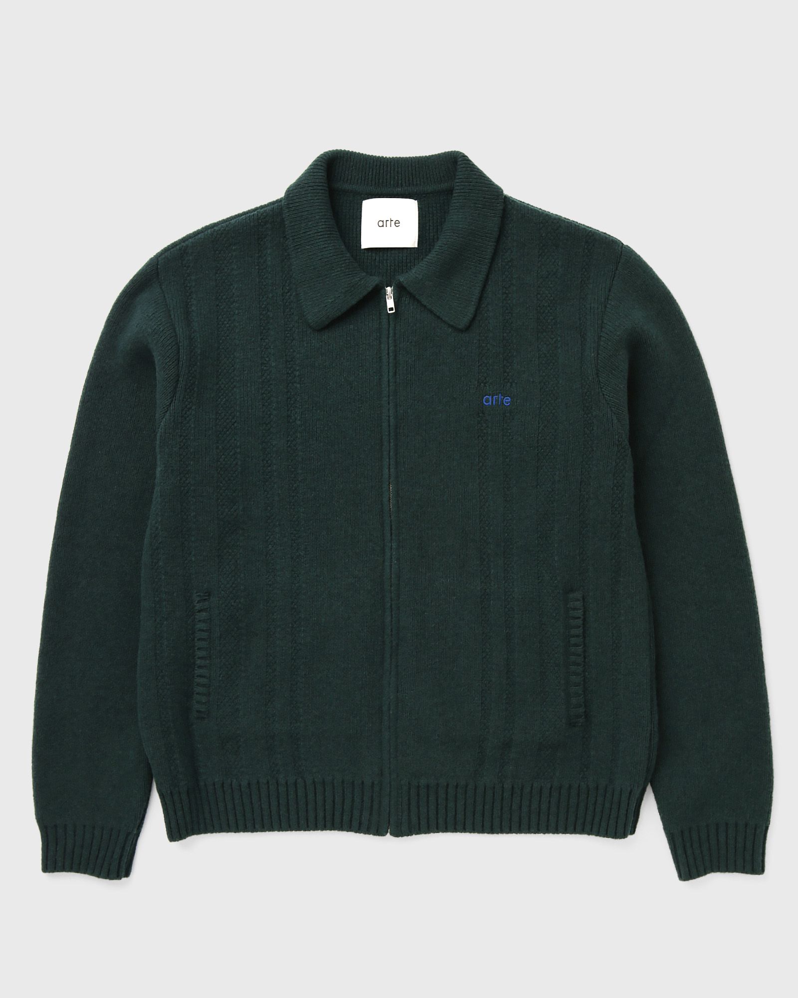 Arte Antwerp Cable Knit Zip Cardigan, green