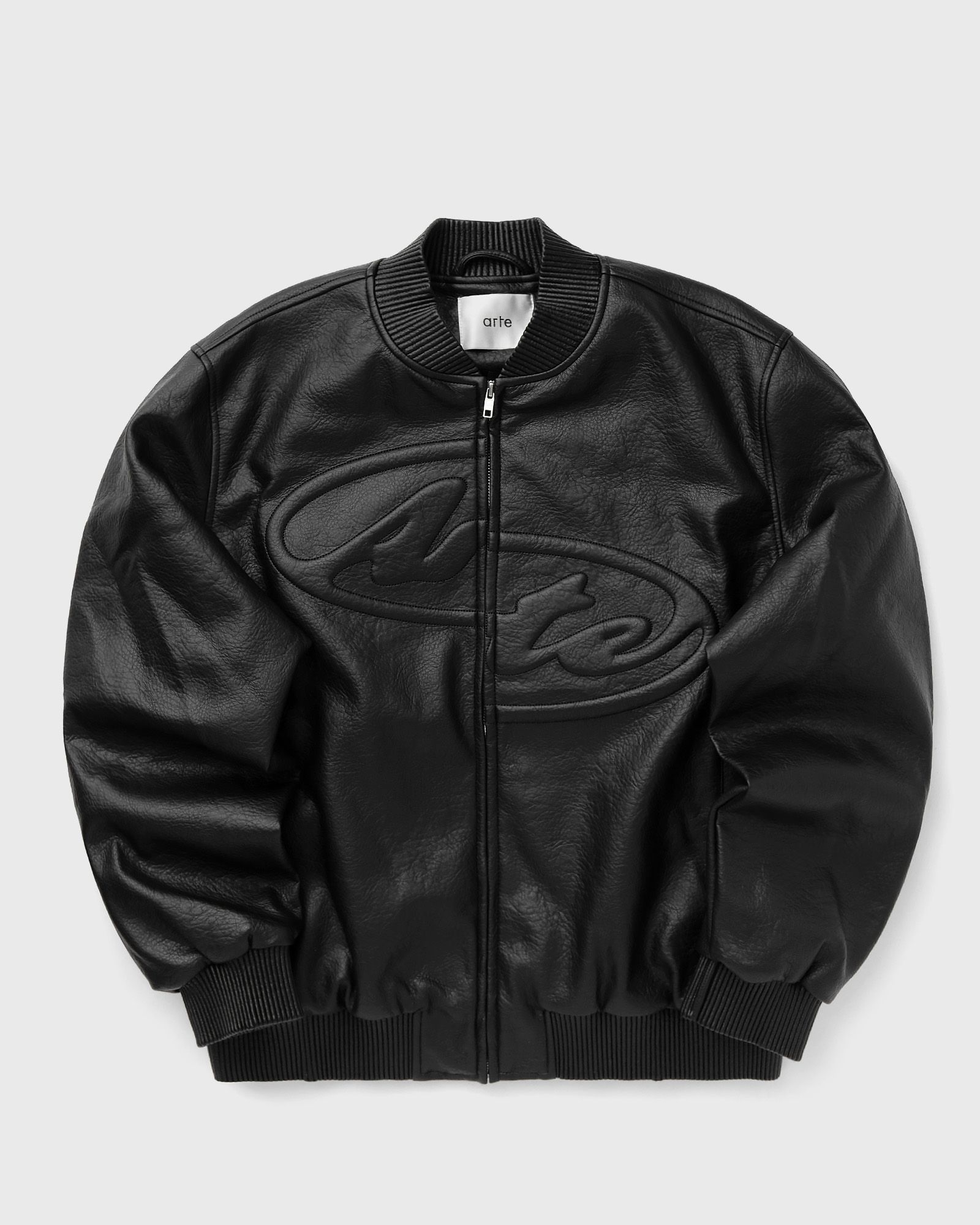 Arte Antwerp Half Logo Leather Jacket, black