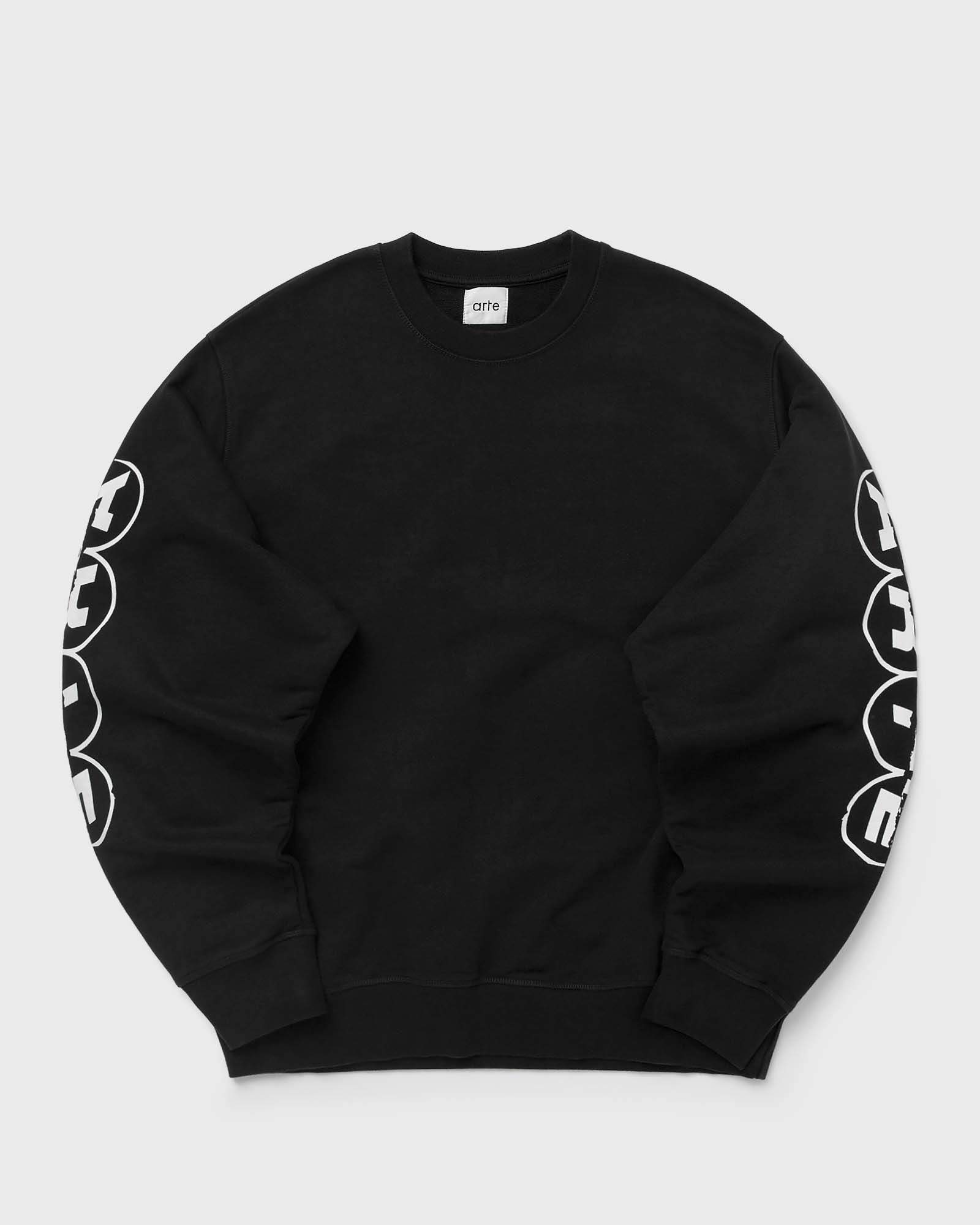 Arte Antwerp Sleeve Print Crewneck, black