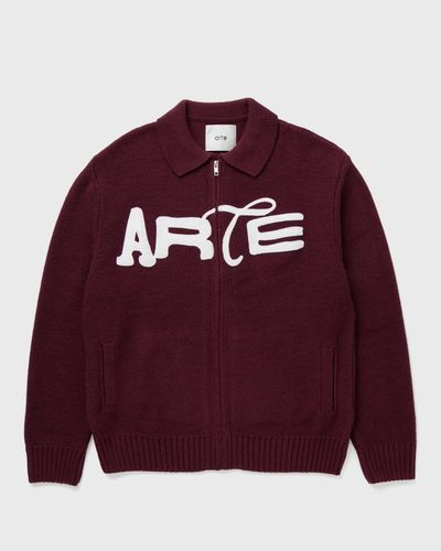 Arte Antwerp Stencil Zip Cardigan, red