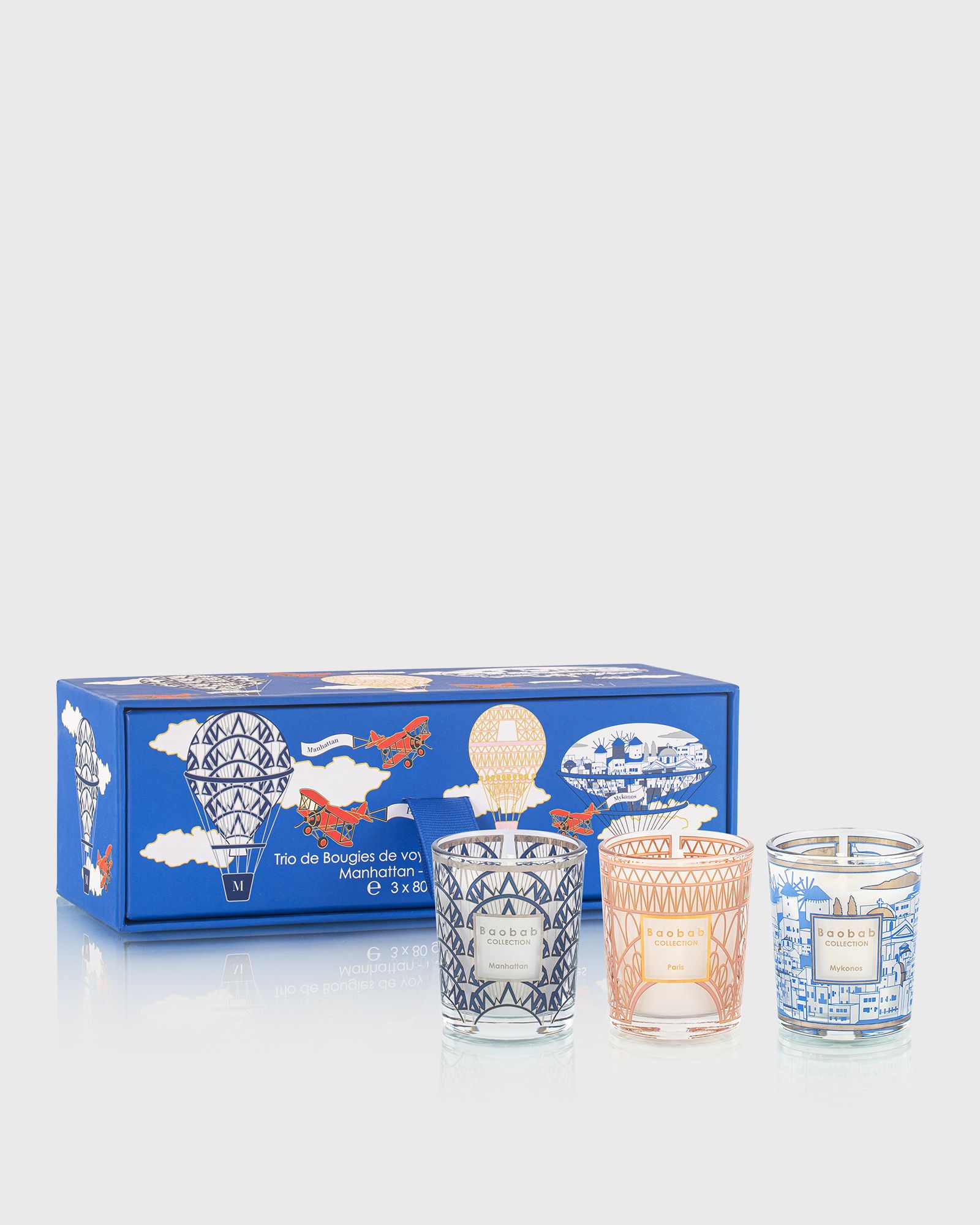 Baobab Trio Travel Candles My First Baobab Manhattan-Paris-Mykonos, multi