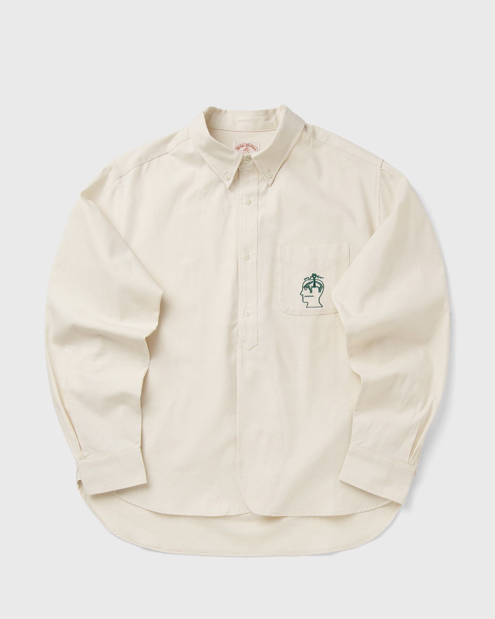 Brain Dead X BROOKS BROTHERS Half Placket Oxford Button Up, beige