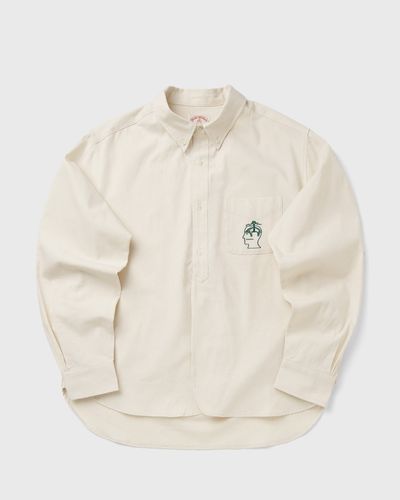 Brain Dead X BROOKS BROTHERS Half Placket Oxford Button Up, beige