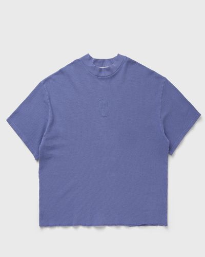 Brain Dead Boxy Pique Mock Neck Tee, blue
