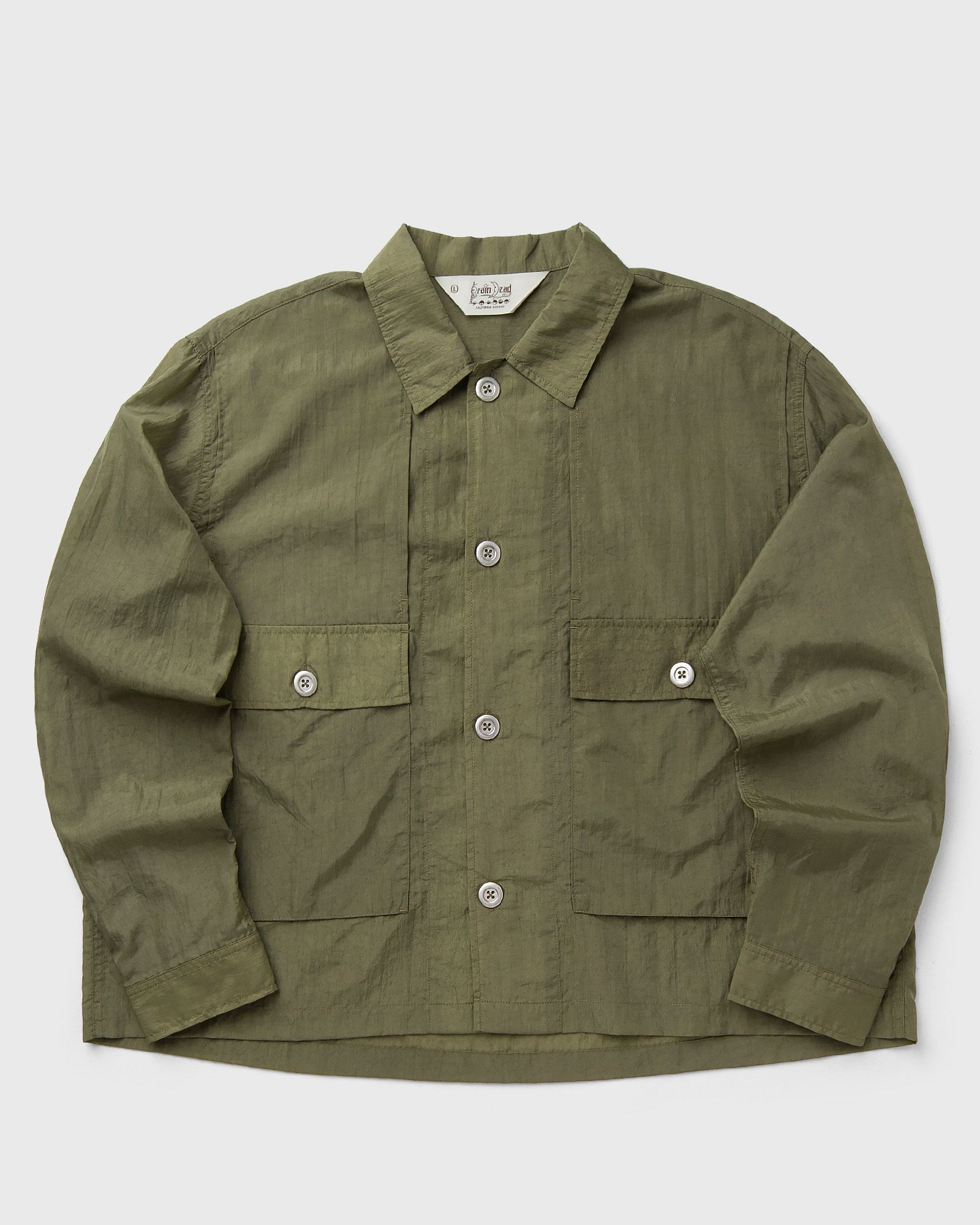 Brain Dead Cropped Nylon Button Up Shirt, brown