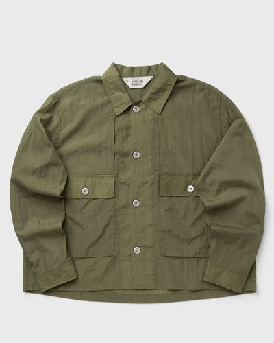Brain Dead Cropped Nylon Button Up Shirt, brown