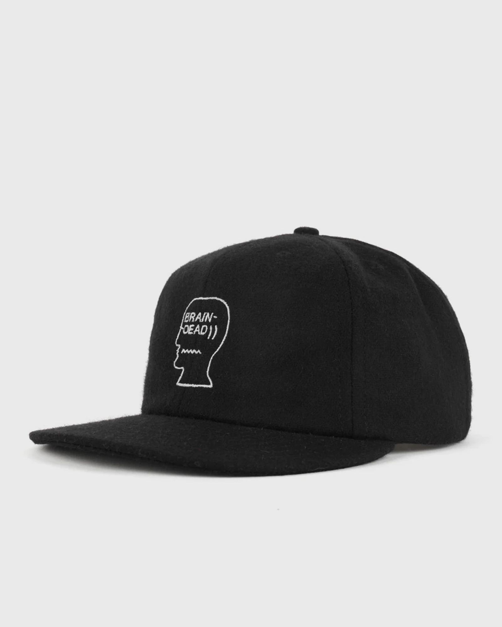 Brain Dead Flannel Classic Logohead 6 Panel Hat, black