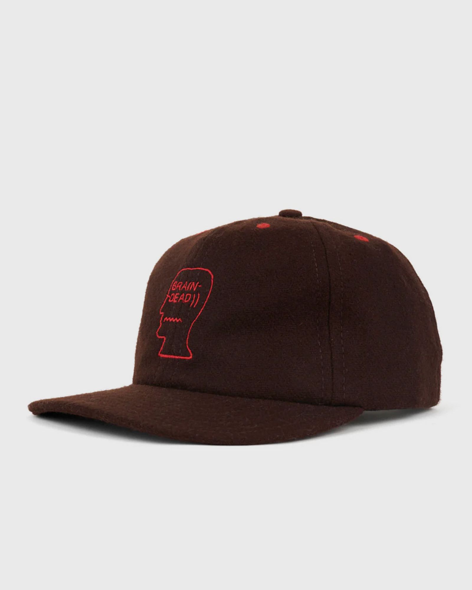Brain Dead Flannel Classic Logohead 6 Panel Hat, brown