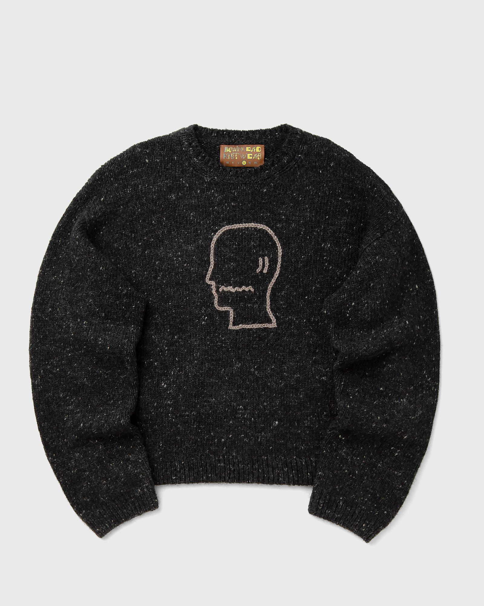 Brain Dead Logohead Alpaca Crewneck Sweater, grey