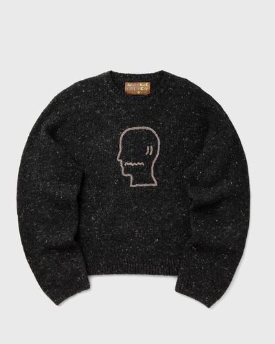 Brain Dead Logohead Alpaca Crewneck Sweater, grey