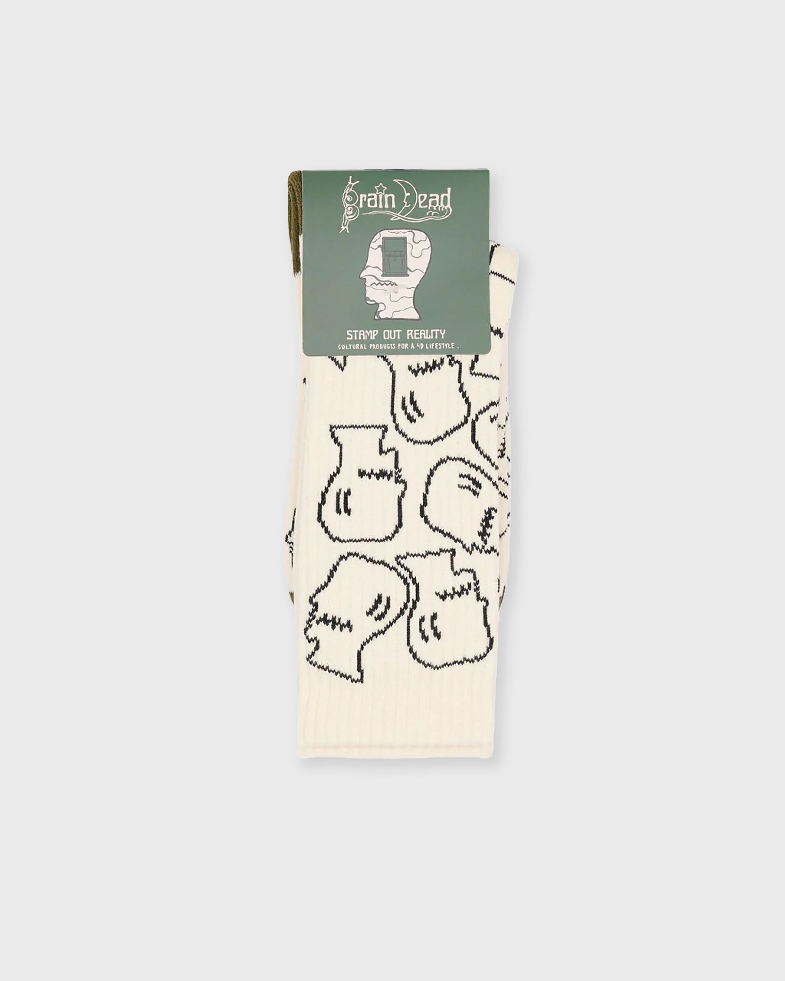 Brain Dead Logohead Crew Socks, beige