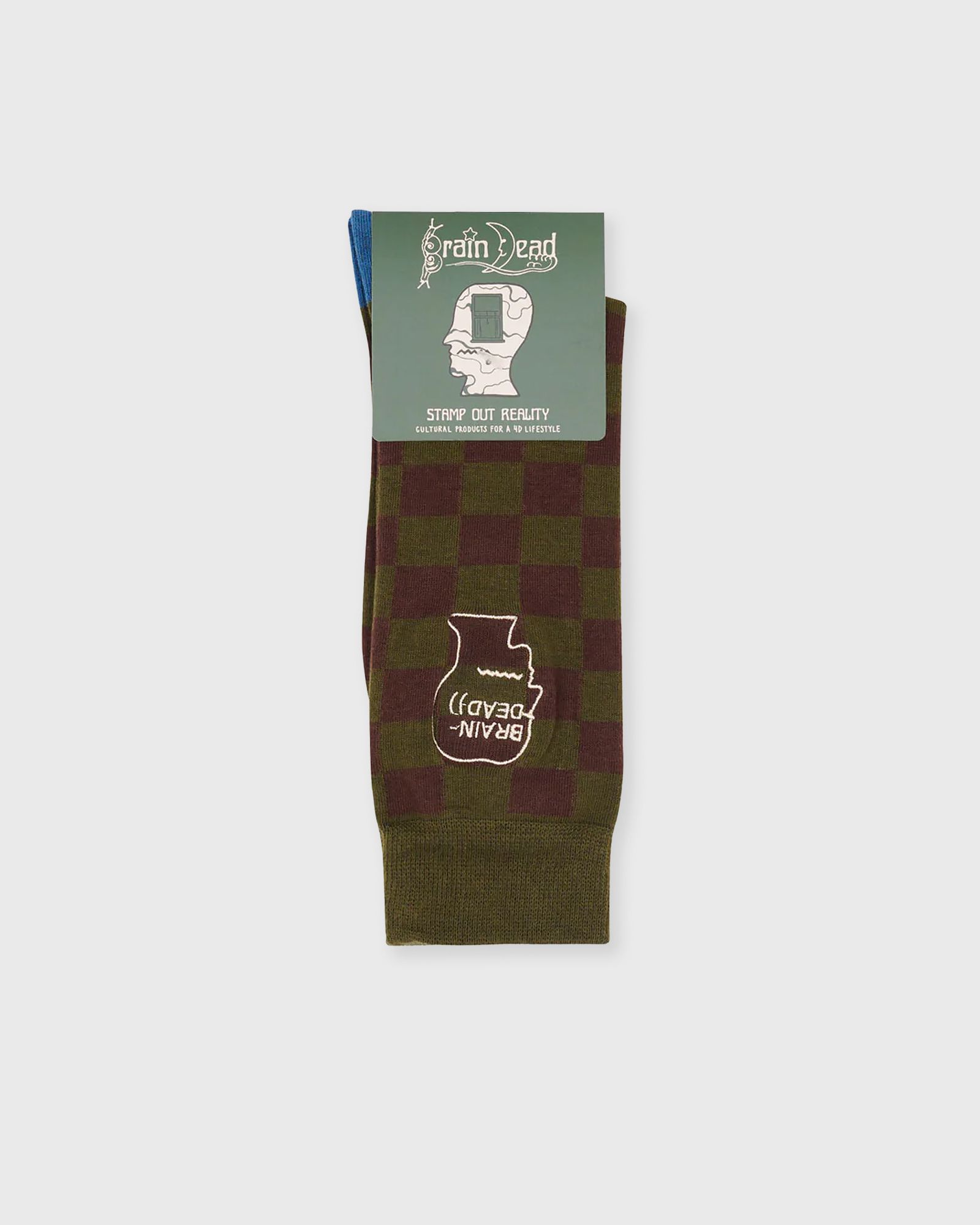 Brain Dead Logohead Crew Socks, green|red