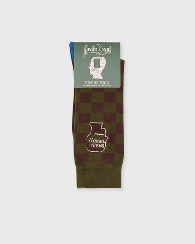 Brain Dead Logohead Crew Socks, green|red