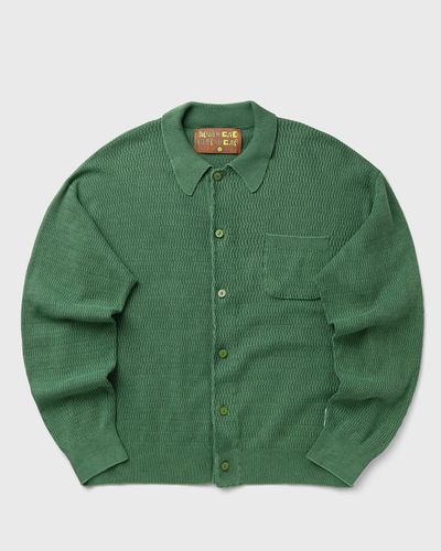 Brain Dead Pigment Dye Long Sleeve Polo Sweater, green