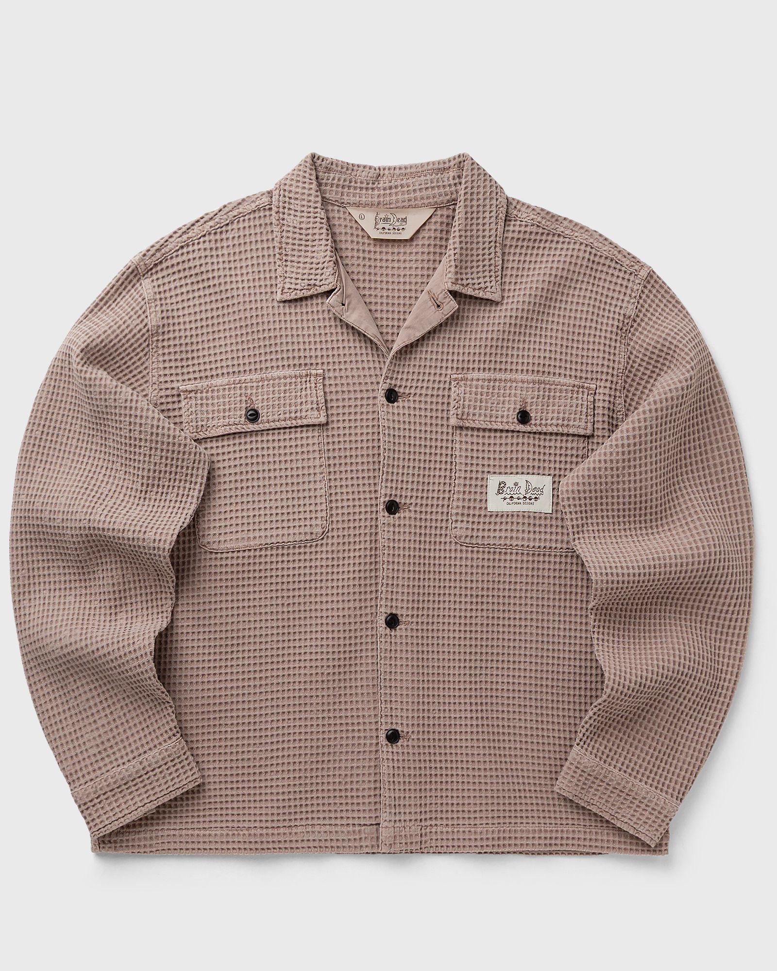 Brain Dead WAFFLE BUTTON FRONT SHIRT, beige