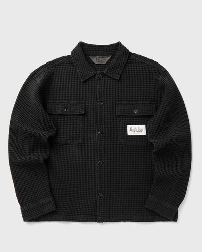 Brain Dead Waffle Button Front Shirt, black