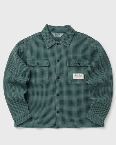 Brain Dead Waffle Button Front Shirt, green